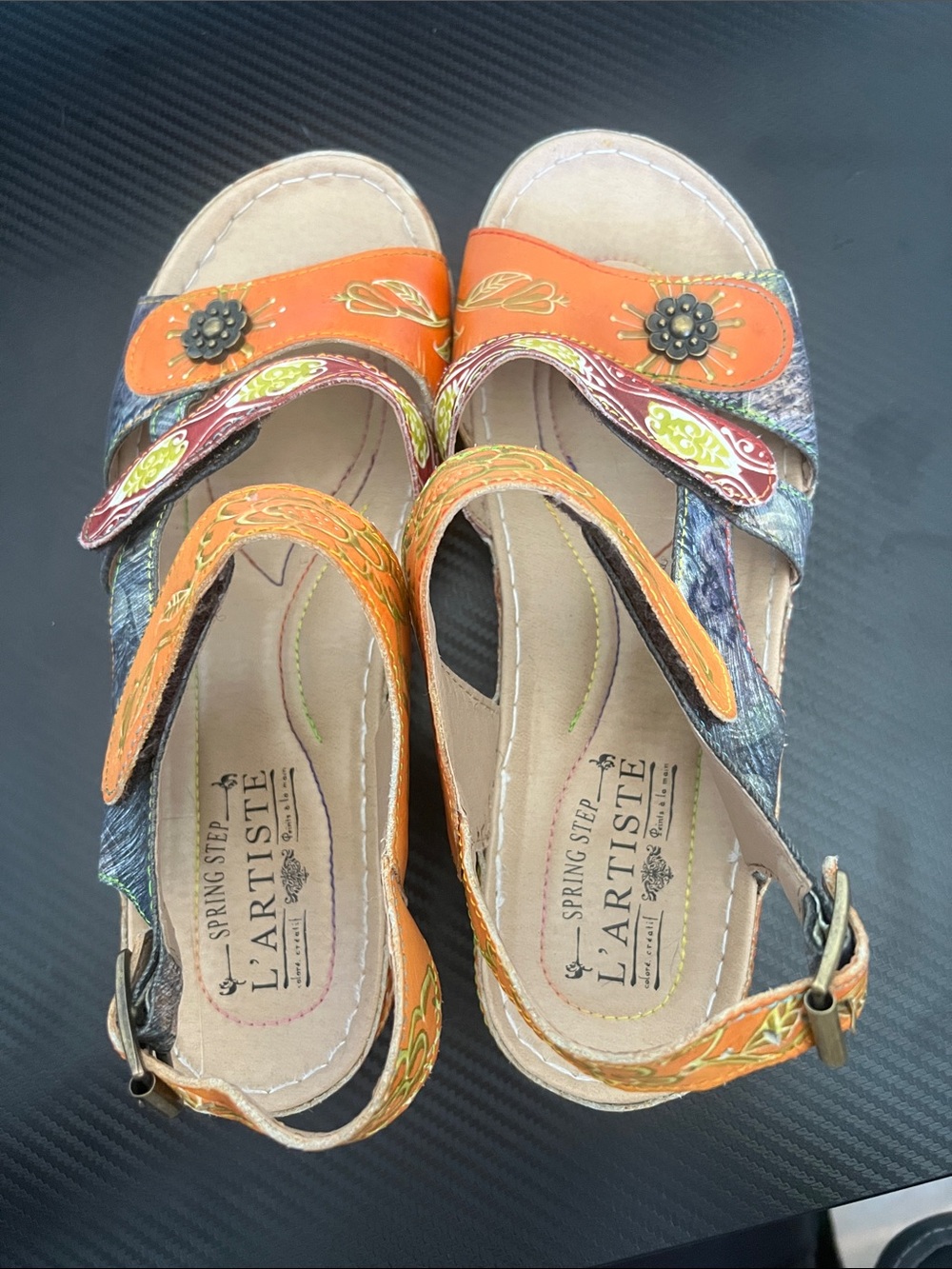 L'ATISTE Orange and Multi-Accent Women's Casual Sandals